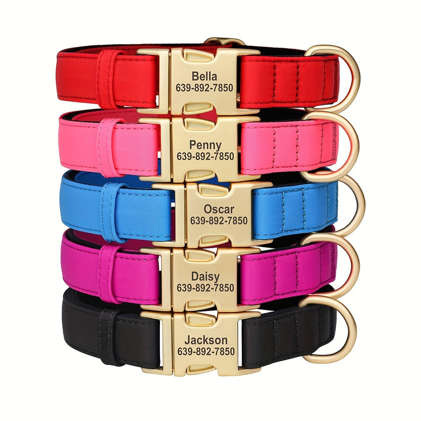 Personalisiertes Hundehalsband mit Gravur, strapazierfähiges Polyamid-Material, bequemes weiches Futter, wasserdicht und schnelltrocknend, verstellbares Halsband für kleine bis große Hunde, mit personalisiertem Namensschild für tägliche Spaziergänge und