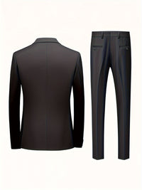 Edles Herrenanzug-Set 3-teilig – Slim Fit Smoking für Hochzeiten & formelle Anlässe, Schwarz mit weißer Krawatte und Hose, ideal für Bürobesprechungen und elegante Veranstaltungen | Schmuckloser Anzug | Langlebige Hochzeitstracht