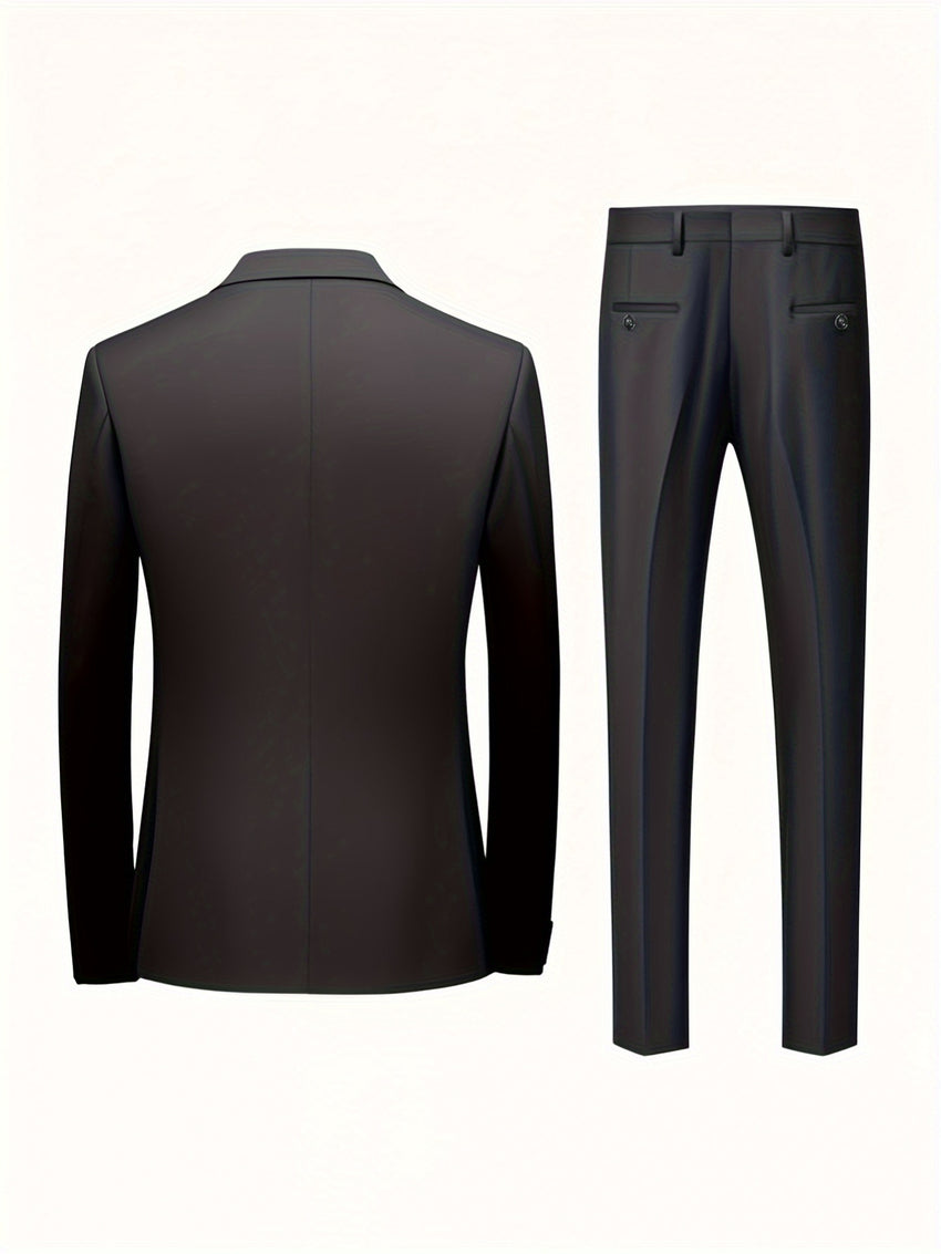 Edles Herrenanzug-Set 3-teilig – Slim Fit Smoking für Hochzeiten & formelle Anlässe, Schwarz mit weißer Krawatte und Hose, ideal für Bürobesprechungen und elegante Veranstaltungen | Schmuckloser Anzug | Langlebige Hochzeitstracht