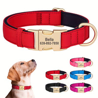 Personalisiertes Hundehalsband mit Gravur, strapazierfähiges Polyamid-Material, bequemes weiches Futter, wasserdicht und schnelltrocknend, verstellbares Halsband für kleine bis große Hunde, mit personalisiertem Namensschild für tägliche Spaziergänge und